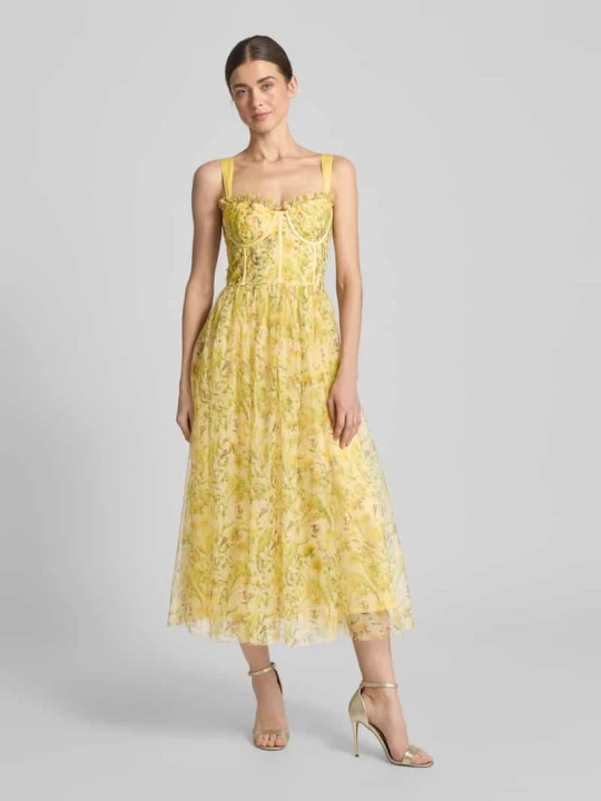 Zdjęcie produktu Sukienka koktajlowa z wyprofilowanymi miseczkami Lace & Beads Jasnożółty