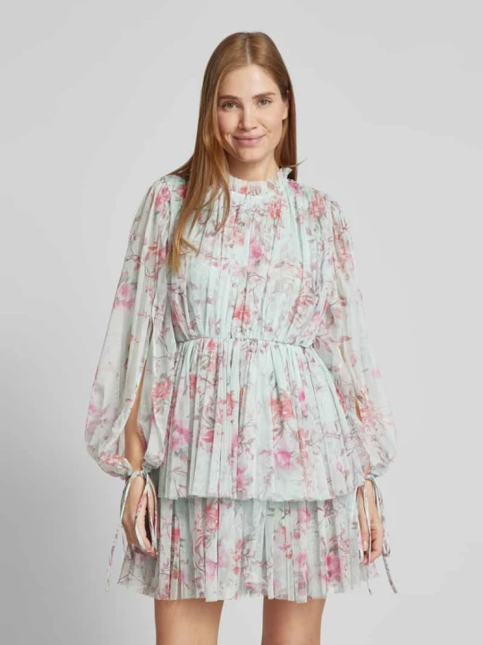 Zdjęcie produktu Sukienka koktajlowa ze stójką Lace & Beads Jasnoniebieski