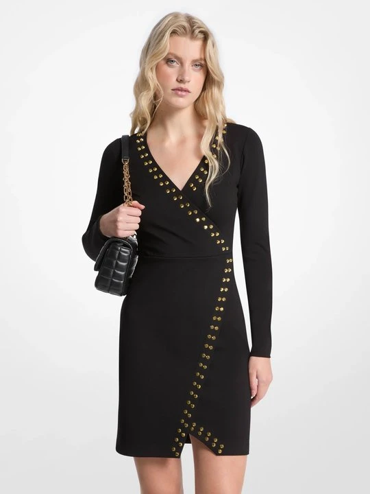 Zdjęcie produktu Sukienka kopertowa z ćwiekami Michael Kors CZARNY (Czarny)