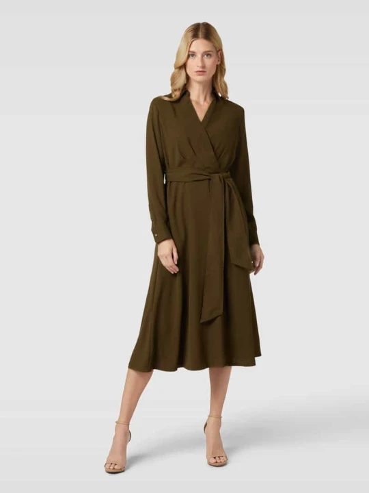 Zdjęcie produktu Sukienka kopertowa z wiązanym paskiem model ‘ROWELLA’ Lauren Ralph Lauren Oliwkowy