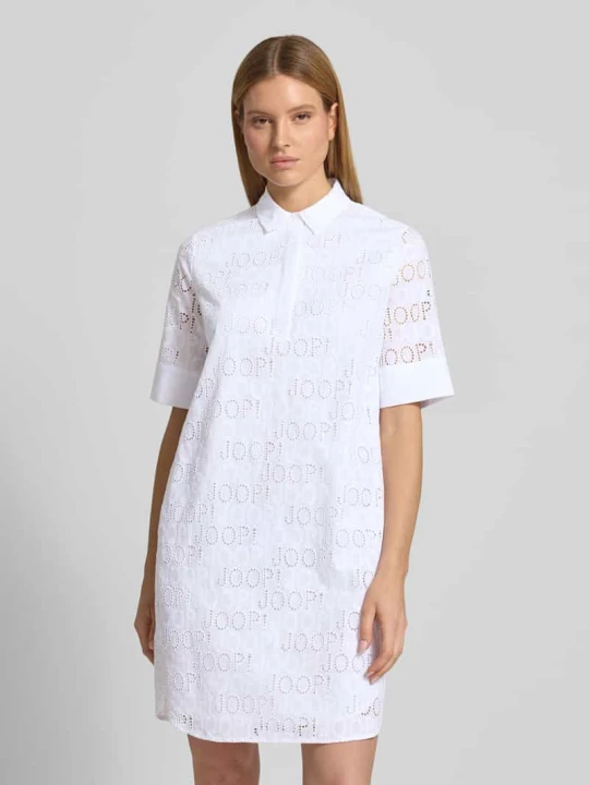 Zdjęcie produktu Sukienka koszulowa do kolan z wzorem z logo model 'Deria' JOOP! Biały
