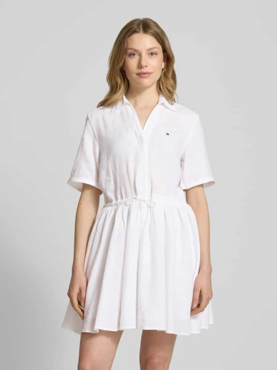 Zdjęcie produktu Sukienka koszulowa dopasowana z czystego lnu Tommy Hilfiger Biały