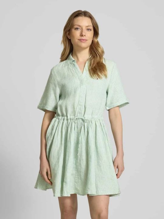 Zdjęcie produktu Sukienka koszulowa dopasowana z czystego lnu Tommy Hilfiger Jasnozielony