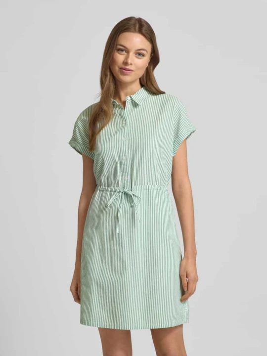 Zdjęcie produktu Sukienka koszulowa mini taliowana ze wzorem w paski Tom Tailor Zielony