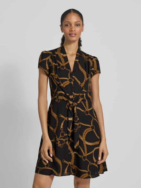 Zdjęcie produktu Sukienka koszulowa mini z dekoltem w serek model ‘MAKEDA’ Lauren Ralph Lauren Czarny