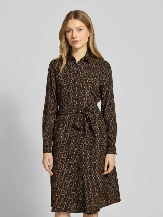 Zdjęcie produktu Sukienka koszulowa o długości do kolan z wiązanym paskiem model ‘KARALYNN’ Lauren Ralph Lauren Czarny
