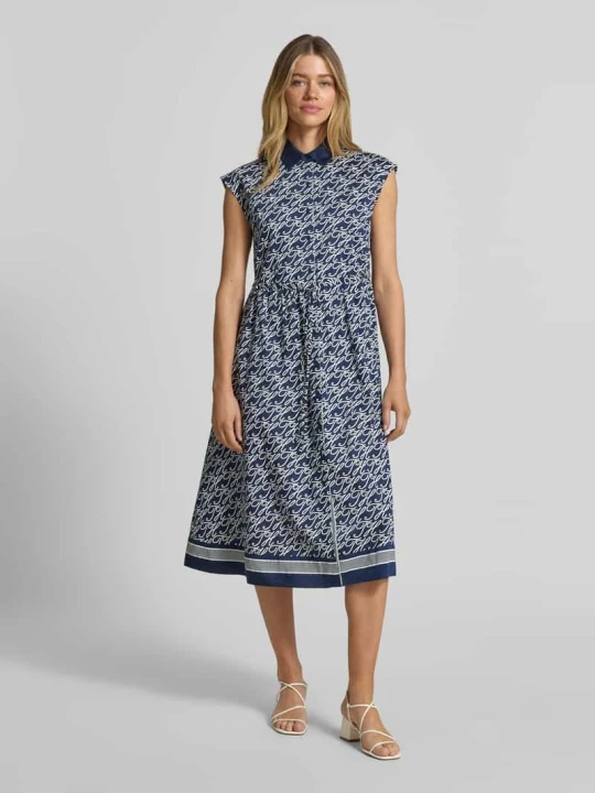 Zdjęcie produktu sukienka koszulowa o długości midi z mieszanka bawełny i jedwabiu Tommy Hilfiger Granatowy