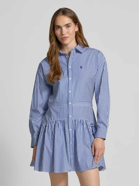 Zdjęcie produktu Sukienka koszulowa o długości mini z wyhaftowanym logo Polo Ralph Lauren Błękitny