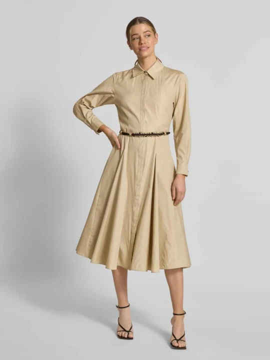 Zdjęcie produktu Sukienka koszulowa o kroju regular fit z czystej bawełny model 'STAFFETTO' Max Mara Khaki