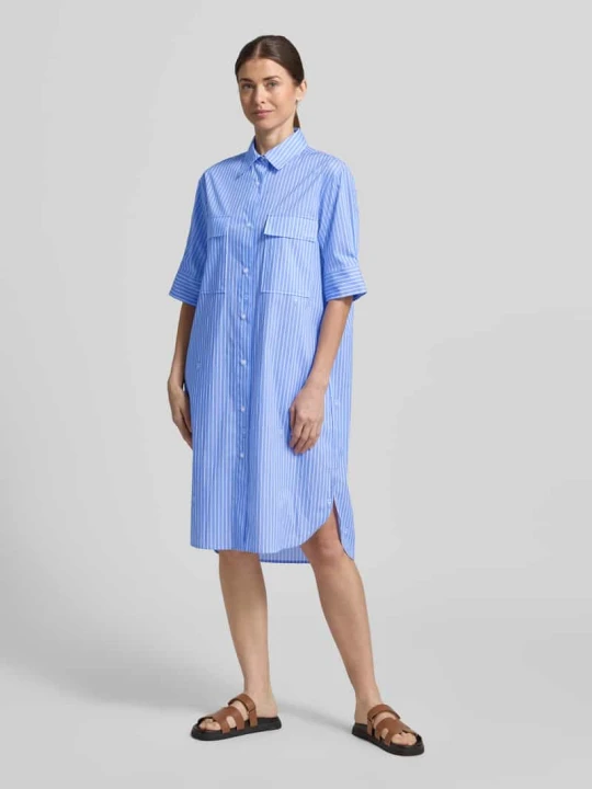 Zdjęcie produktu Sukienka koszulowa o kroju relaxed fit z kieszeniami na piersiach model 'Daliya' JOOP! Niebieski