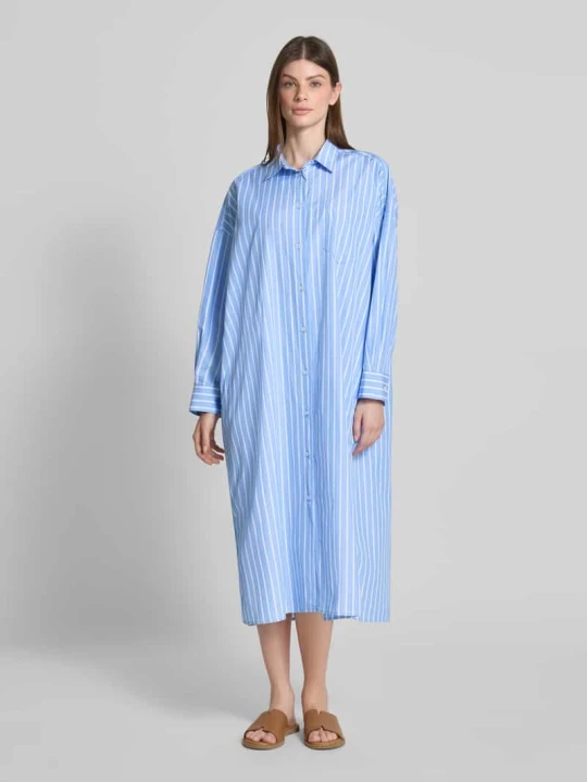 Zdjęcie produktu Sukienka koszulowa o lejącym kroju z czystej bawełny model ‘MOLINA’ Weekend Max Mara Jasnoniebieski