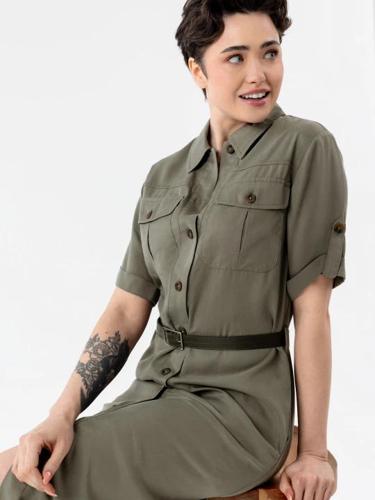 Zdjęcie produktu Sukienka koszulowa safari G-HANA Volcano Khaki