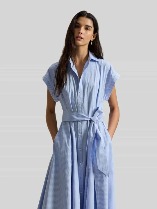 Zdjęcie produktu Taliowana sukienka koszulowa z czystej bawełny Polo Ralph Lauren Jasnoniebieski
