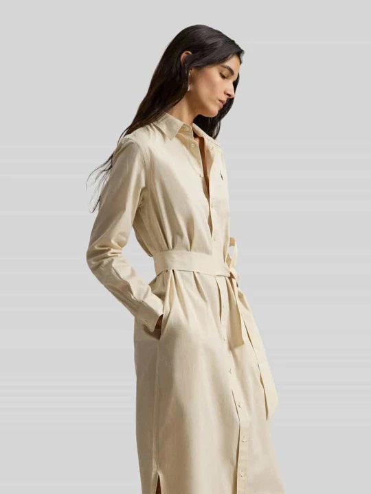 Zdjęcie produktu Taliowana sukienka koszulowa z czystej bawełny Polo Ralph Lauren Écru