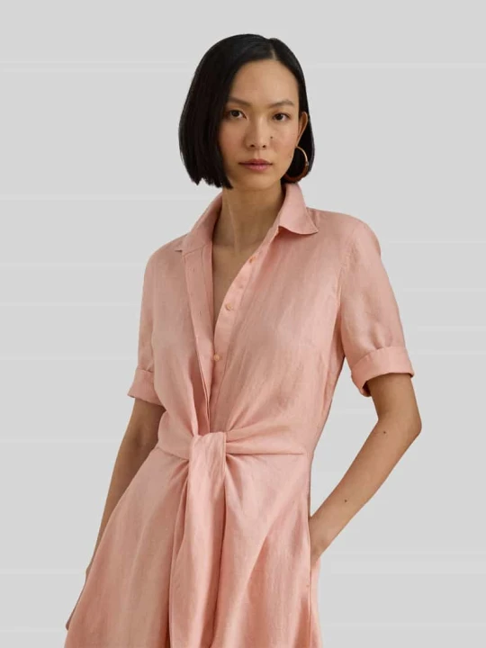 Zdjęcie produktu Sukienka koszulowa z czystego lnu Lauren Ralph Lauren Różowy