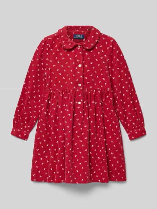 Zdjęcie produktu Sukienka koszulowa z drobnego sztruksu z wykładanym kołnierzem Polo Ralph Lauren Ciemnoczerwony