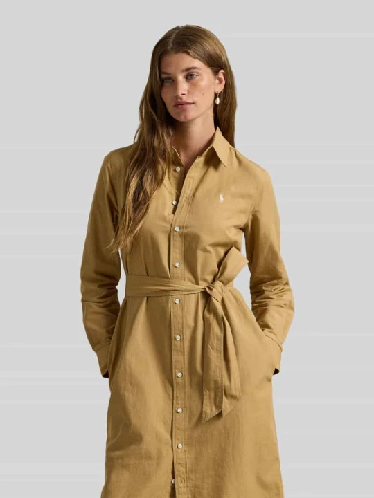 Zdjęcie produktu Sukienka koszulowa z mieszanki bawełny i lnu Polo Ralph Lauren Camel