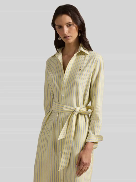 Zdjęcie produktu Sukienka koszulowa w wzór oxford z paskiem Polo Ralph Lauren Żółty