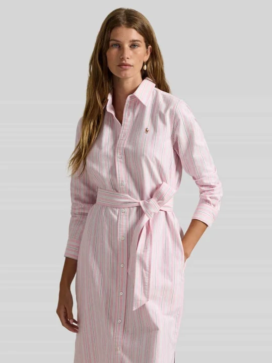 Zdjęcie produktu Sukienka koszulowa w wzór oxford z paskiem Polo Ralph Lauren Różowy