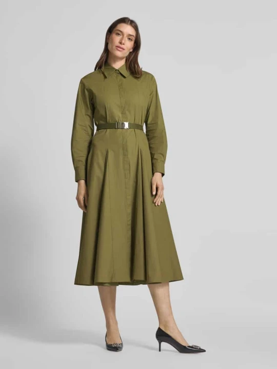 Zdjęcie produktu Sukienka koszulowa z paskiem w talii model ‘DANCING’ Max Mara Khaki