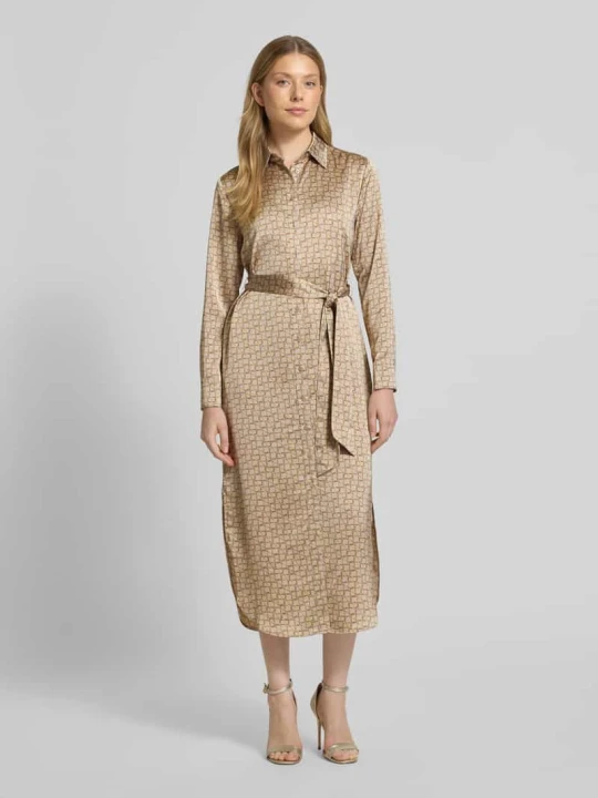 Zdjęcie produktu Sukienka koszulowa z wiązanym paskiem model ‘KAYIN’ Lauren Ralph Lauren Beżowy melanż