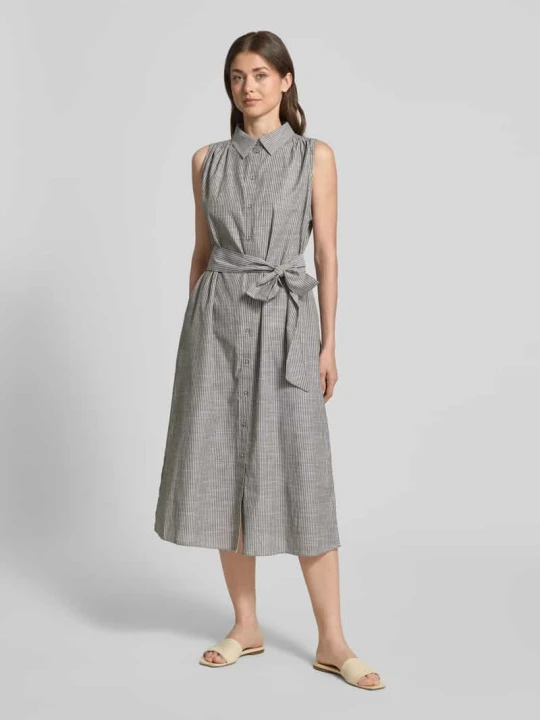 Zdjęcie produktu sukienka koszulowa z wiązanym paskiem model 'Skye Sunna' My Essential Wardrobe Ciemnozielony