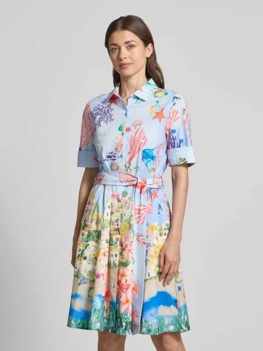 Zdjęcie produktu Sukienka koszulowa z wiązanym paskiem ROBE LÉGÈRE Jasnoniebieski