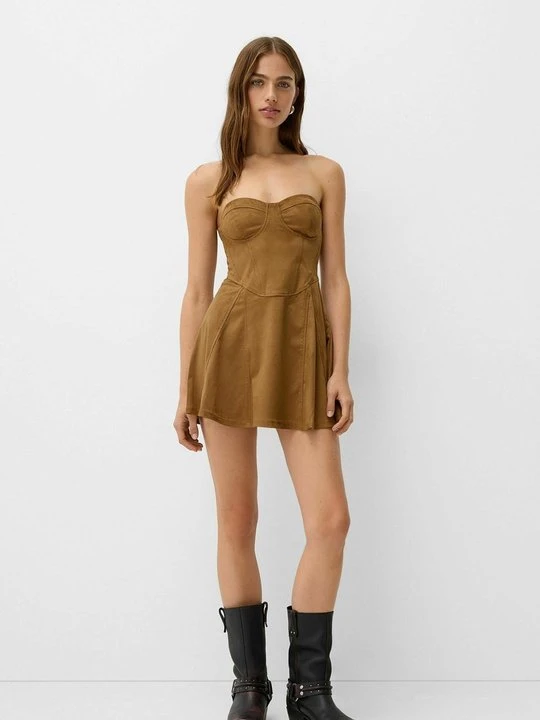 Zdjęcie produktu Sukienka letnia Bershka wielbłądzi