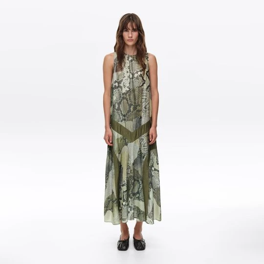Zdjęcie produktu Sukienka litera A snake patchwork zielona BIMBA Y LOLA