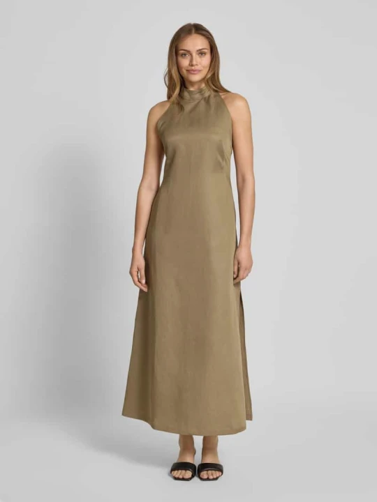 Zdjęcie produktu Sukienka lniana z wiązaniem na szyi model ‘NELA’ IVY & OAK Khaki