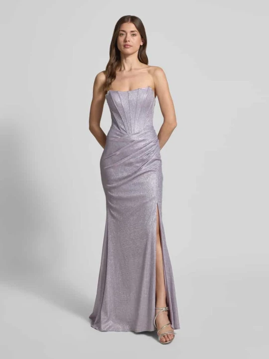 Zdjęcie produktu Sukienka maxi z wiązaniem w stylu off-shoulder Unique Jasnofioletowy