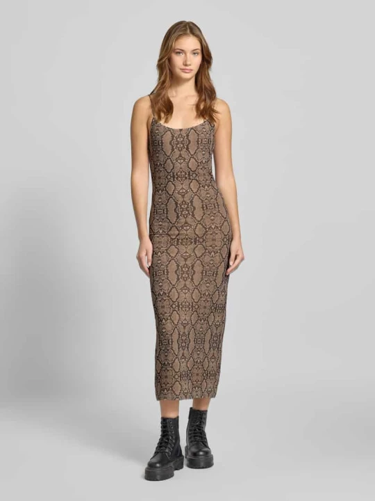 Zdjęcie produktu Sukienka midi na cienkich ramiączkach z okrągłym dekoltem Gina Tricot Piaskowy