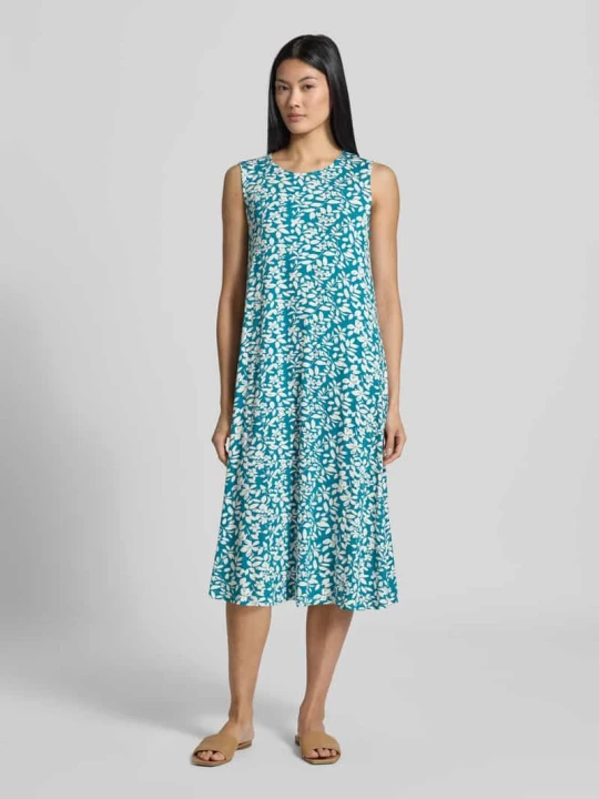 Zdjęcie produktu Sukienka midi o kroju relaxed fit z mieszanka wiskozy model 'Paisley' ZABAIONE Petrol