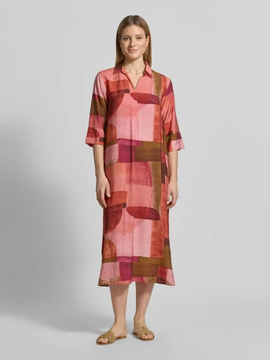 Zdjęcie produktu sukienka midi o kroju relaxed fit z mieszanki wiskozy model 'Catania' Soyaconcept Różowy