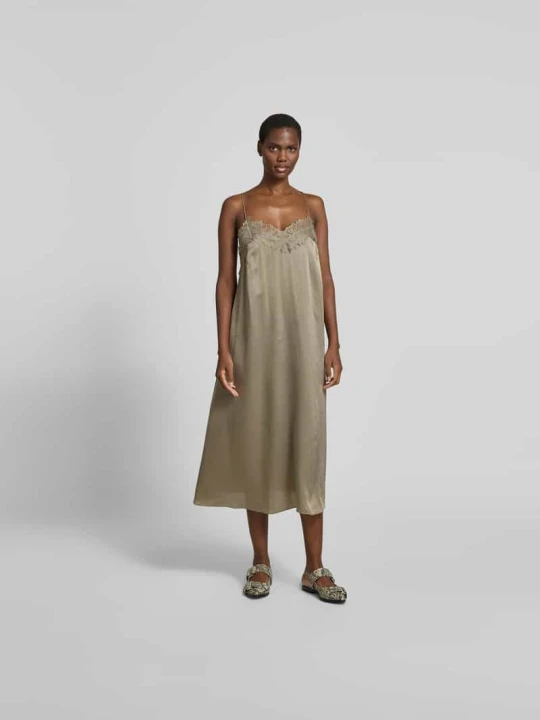 Zdjęcie produktu Sukienka midi o kroju relaxed fit z obszyciem koronką IRO Khaki