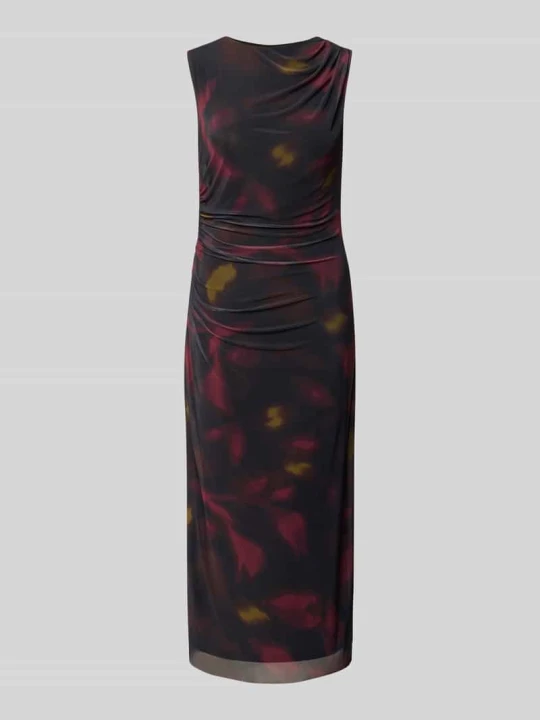 Zdjęcie produktu sukienka midi o kroju slim fit z kwiatowym wzorem na całej powierzchni Zero Czarny