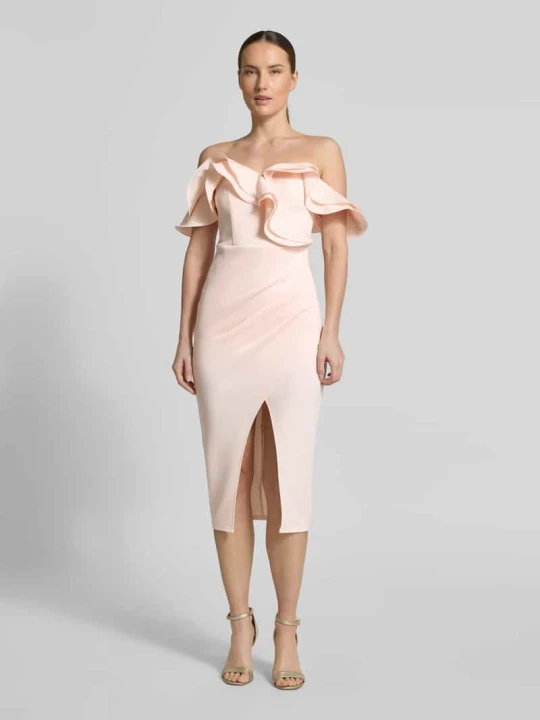 Zdjęcie produktu Sukienka midi o kroju slim fit z rozcięciem (rozporkiem) Lipsy Różowy
