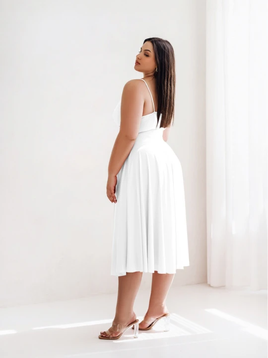 Zdjęcie produktu Sukienka midi PLUS SIZE na ramiączkach AGNES - biała  magmac 
