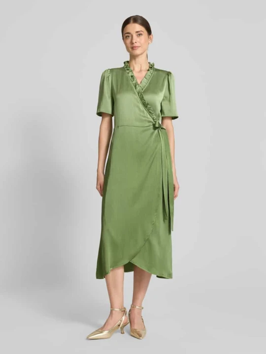 Zdjęcie produktu Sukienka midi w kopertowym stylu model ‘Peony’ A-View Limonkowy