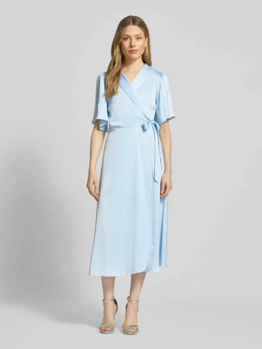 Zdjęcie produktu Sukienka midi w stylu kopertowym model 'VIENNA RAVENNA' Vila Jasnoniebieski