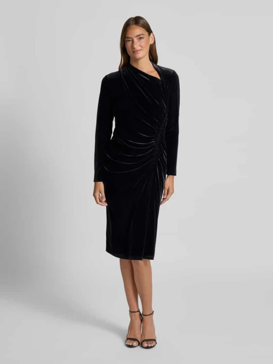 Zdjęcie produktu Sukienka midi z aksamitu z marszczeniami model ‘FELRAD’ Lauren Ralph Lauren czarny