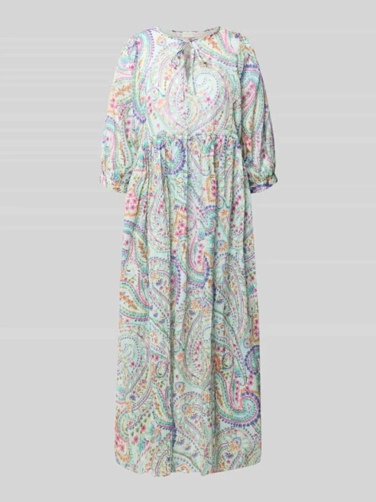 Zdjęcie produktu Sukienka midi z czystej bawełny z wzorem paisley na całej powierzchni milano italy Jasnozielony