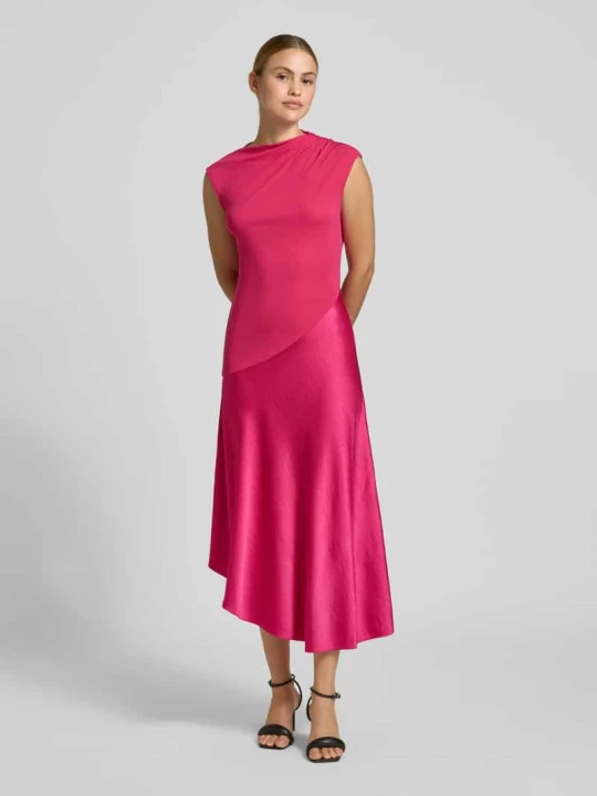 Zdjęcie produktu Sukienka midi z czystej wiskozy model 'Jaspara' Ted Baker Mocnoróżowy