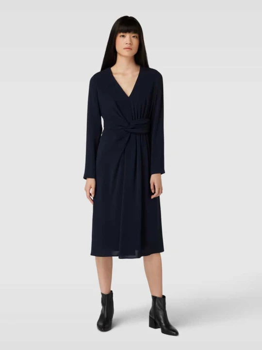 Zdjęcie produktu Sukienka midi z dekoltem w serek model ‘MAMMOLA’ Max Mara Ciemnoniebieski