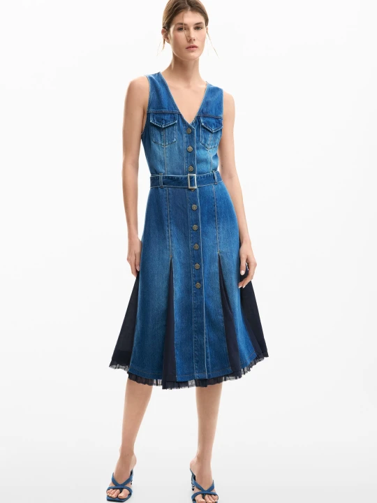 Zdjęcie produktu Sukienka midi z denimu Desigual niebieski