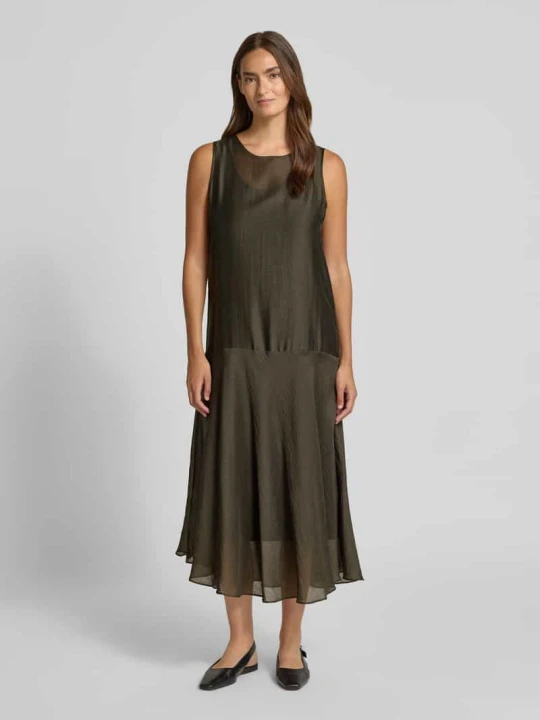 Zdjęcie produktu Sukienka midi z dodatkiem lnu model 'Welsa' Opus Khaki