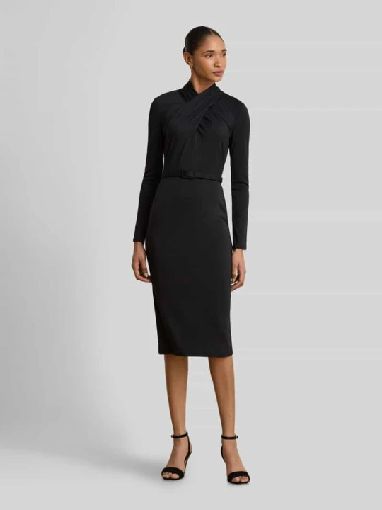 Zdjęcie produktu Sukienka midi z drapowanym kopertowym kołnierzem Lauren Ralph Lauren Czarny