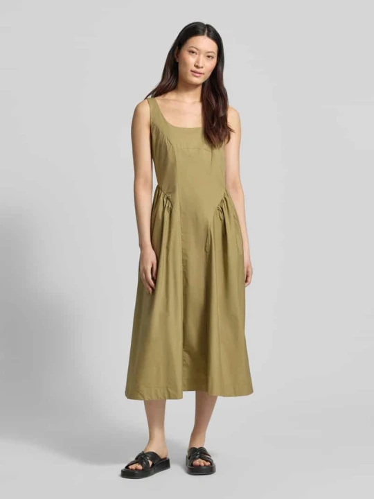 Zdjęcie produktu Sukienka midi z głębokim okrągłym dekoltem model 'MLLENFASI' Marella Khaki