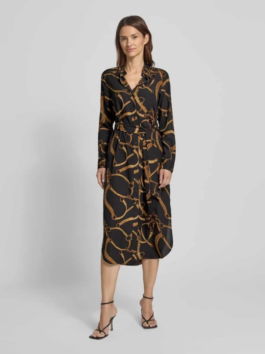 Zdjęcie produktu Sukienka midi z kołnierzykiem koszulowym model ‘SHADNY’ Lauren Ralph Lauren Czarny