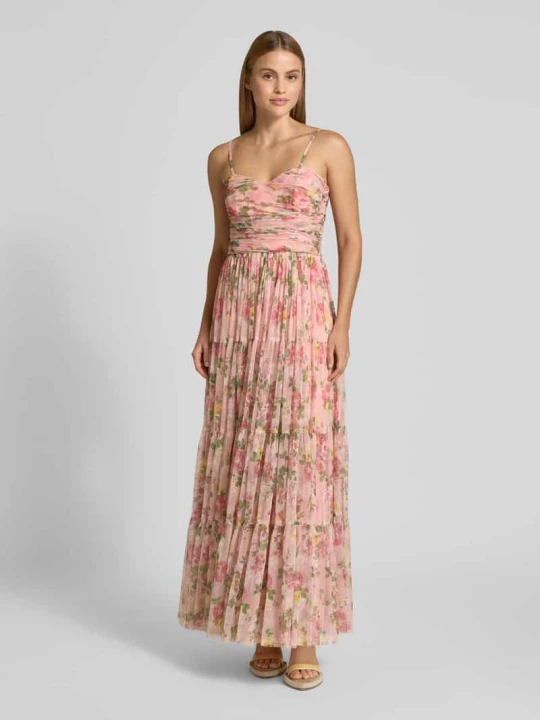 Zdjęcie produktu Sukienka midi z kwiatowym nadrukiem allover Lace & Beads Mocnoróżowy